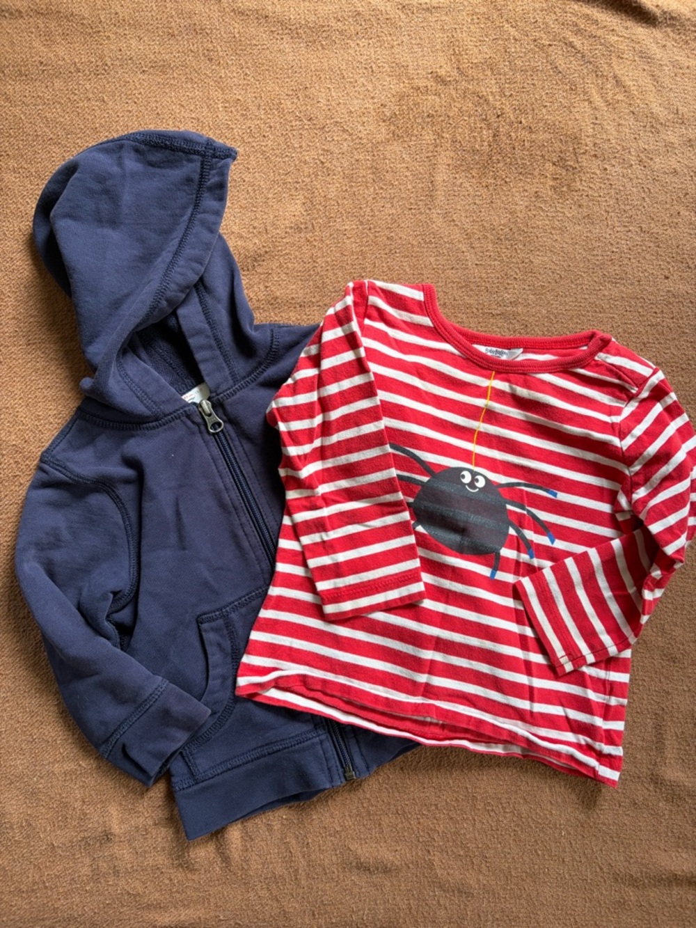 Toddler Mini Boden Spider shirt & Hanna Andersson Zip Sweatshirt